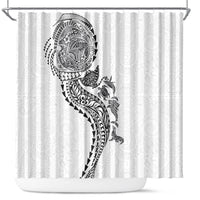 Hawaiian Kakau Tribal Sea Animals Tattoos Shower Curtain White Color LT03 White - Polynesian Pride