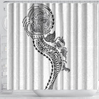 Hawaiian Kakau Tribal Sea Animals Tattoos Shower Curtain White Color LT03 - Polynesian Pride