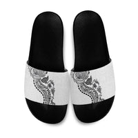 Hawaiian Kakau Tribal Sea Animals Tattoos Slide Sandals White Color
