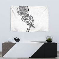 Hawaiian Kakau Tribal Sea Animals Tattoos Tapestry White Color