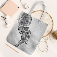Hawaiian Kakau Tribal Sea Animals Tattoos Tote Bag White Color