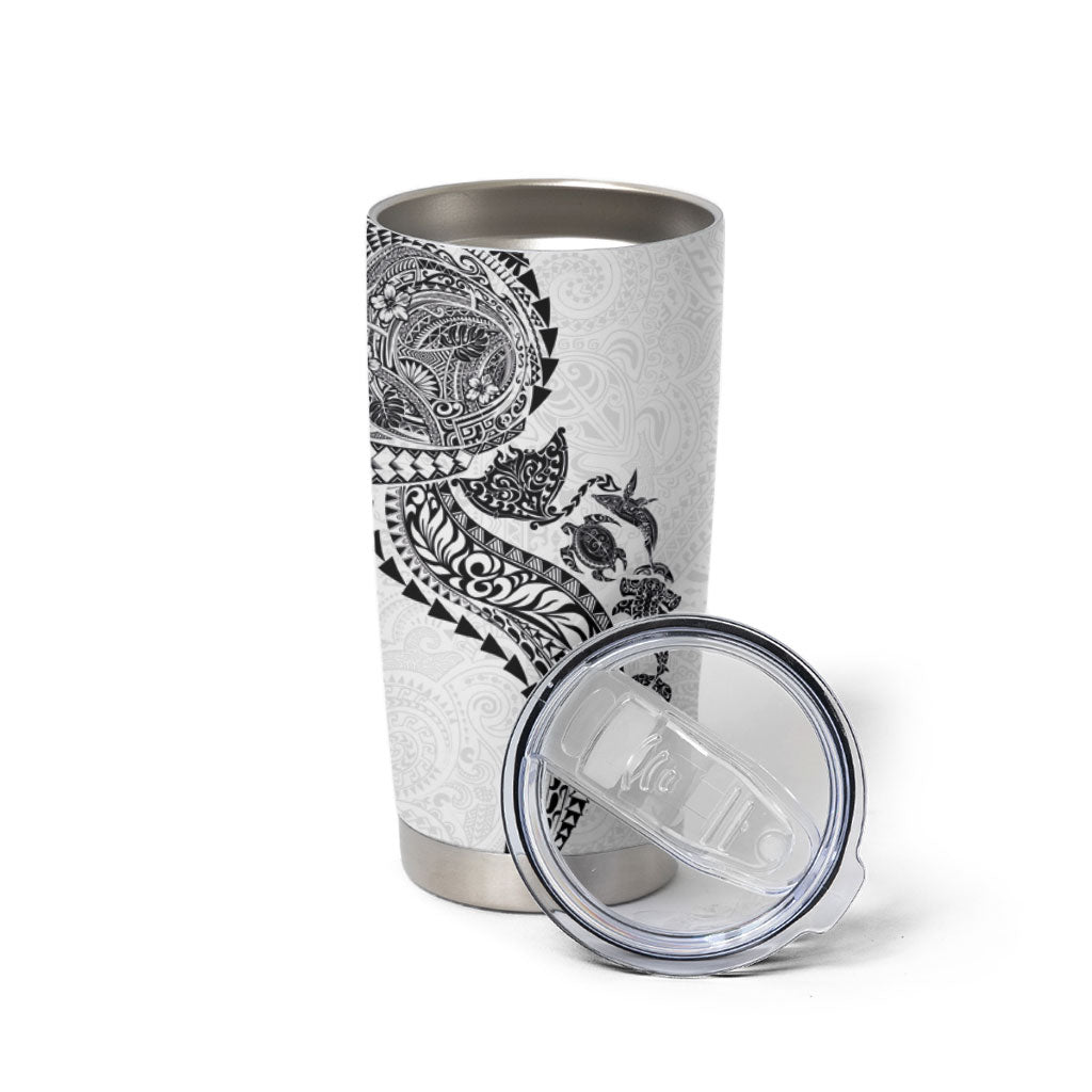Hawaiian Kakau Tribal Sea Animals Tattoos Tumbler Cup White Color LT03 - Polynesian Pride