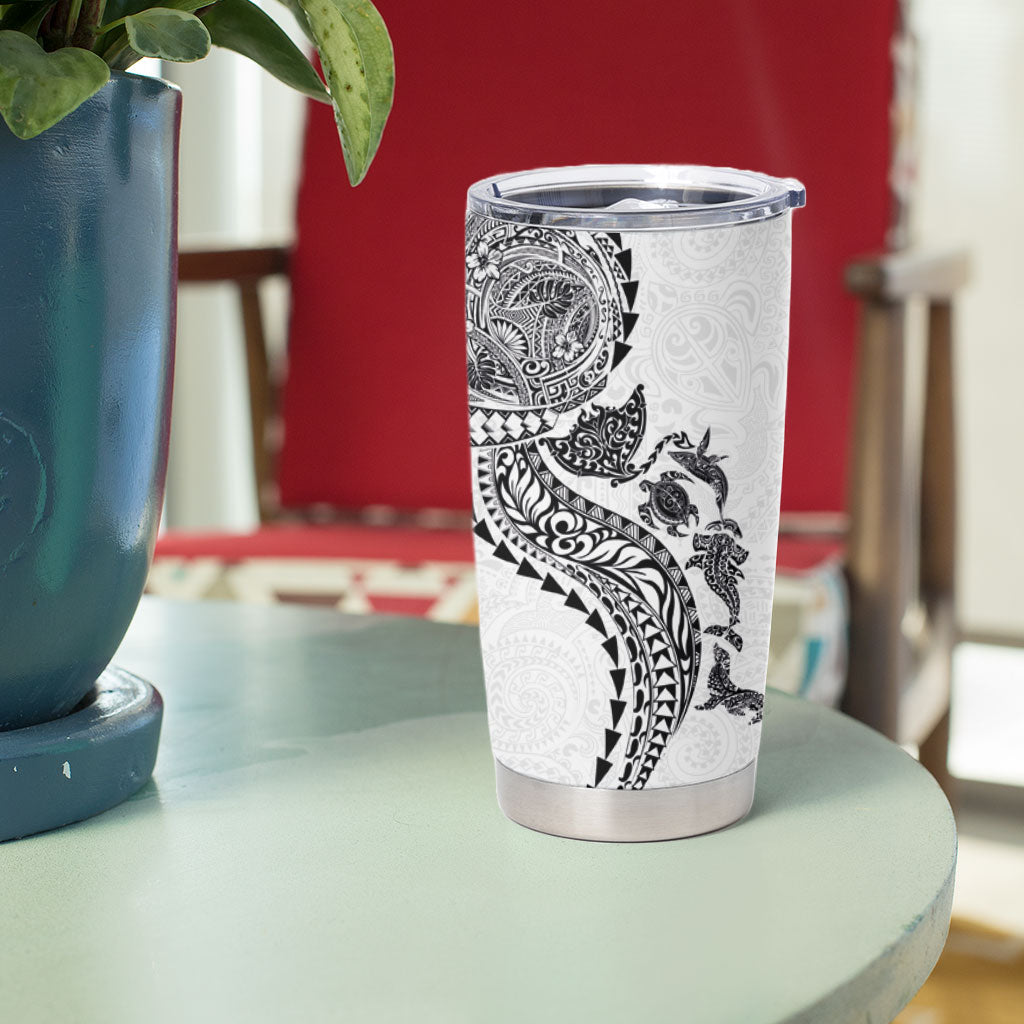 Hawaiian Kakau Tribal Sea Animals Tattoos Tumbler Cup White Color LT03 - Polynesian Pride