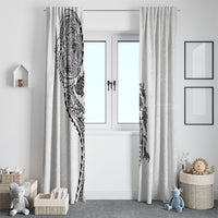 Hawaiian Kakau Tribal Sea Animals Tattoos Window Curtain White Color
