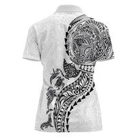 Hawaiian Kakau Tribal Sea Animals Tattoos Women Polo Shirt White Color