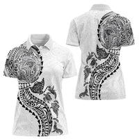 Hawaiian Kakau Tribal Sea Animals Tattoos Women Polo Shirt White Color