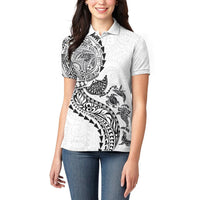 Hawaiian Kakau Tribal Sea Animals Tattoos Women Polo Shirt White Color