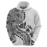 Hawaiian Kakau Tribal Sea Animals Tattoos Zip Hoodie White Color LT03 - Polynesian Pride