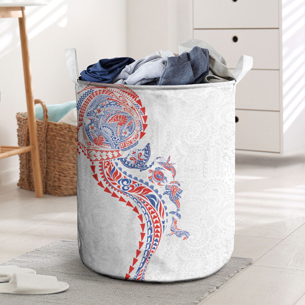 Hawaiian Kakau Tribal Sea Animals Tattoos Laundry Basket Hawaii Flag Color Inspired