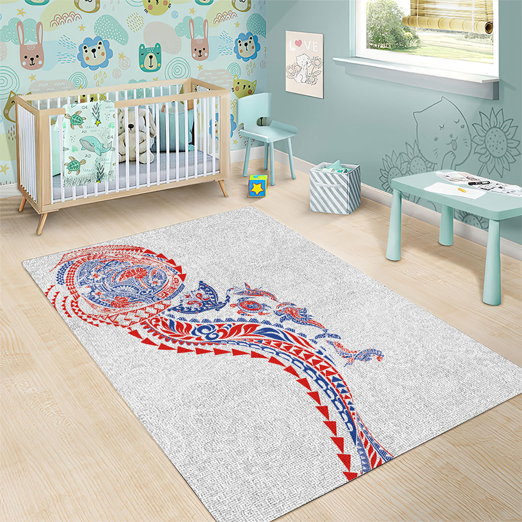 Hawaiian Kakau Tribal Sea Animals Tattoos Area Rug Hawaii Flag Color Inspired LT03 - Polynesian Pride