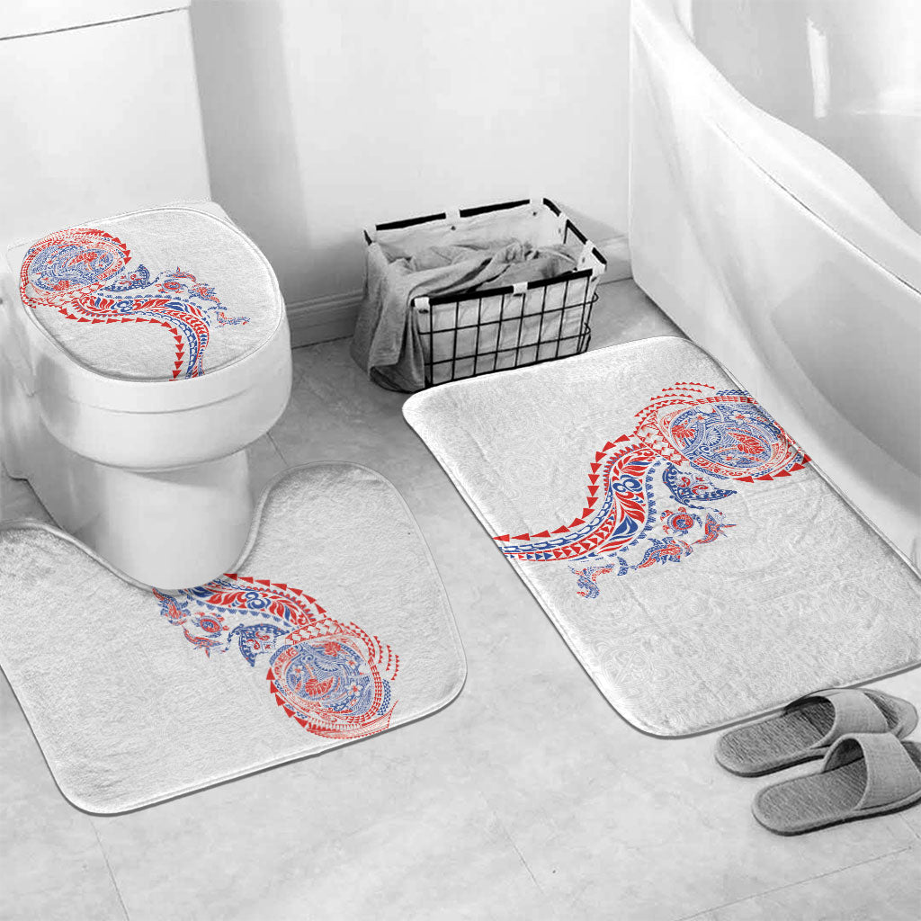 Hawaiian Kakau Tribal Sea Animals Tattoos Bathroom Set Hawaii Flag Color Inspired LT03 Mat Set Only (3 pcs) One Size Multicolor - Polynesian Pride