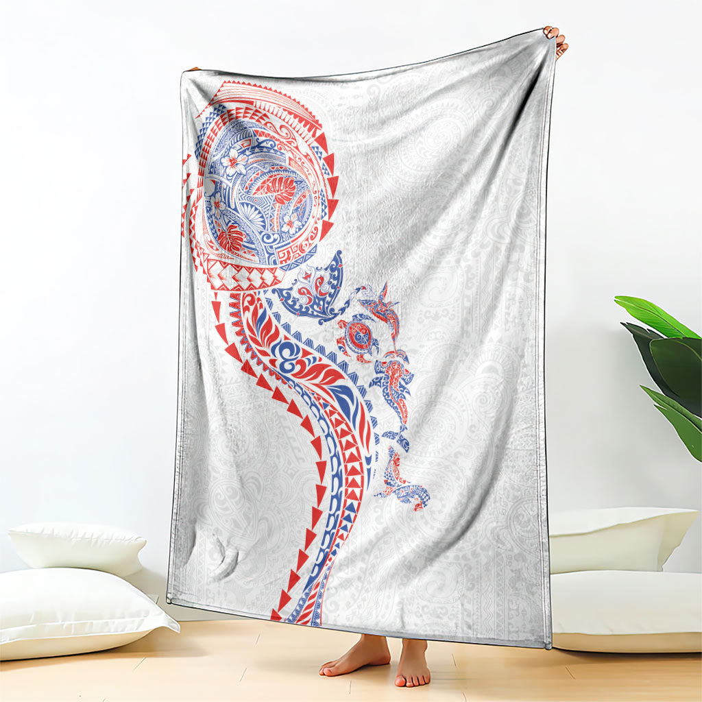 Hawaiian Kakau Tribal Sea Animals Tattoos Blanket Hawaii Flag Color Inspired LT03 - Polynesian Pride