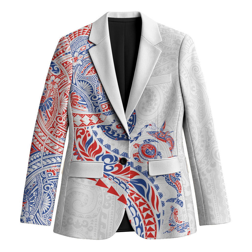 Hawaiian Kakau Tribal Sea Animals Tattoos Blazer Hawaii Flag Color Inspired