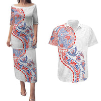 Hawaiian Kakau Tribal Sea Animals Tattoos Couples Matching Puletasi and Hawaiian Shirt Hawaii Flag Color Inspired LT03 Multicolor - Polynesian Pride