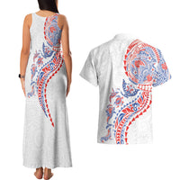 Hawaiian Kakau Tribal Sea Animals Tattoos Couples Matching Tank Maxi Dress and Hawaiian Shirt Hawaii Flag Color Inspired LT03 - Polynesian Pride