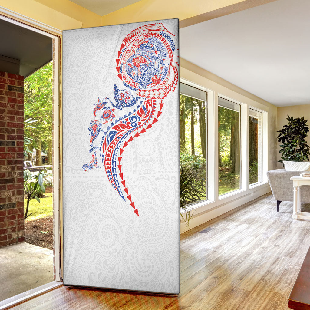 Hawaiian Kakau Tribal Sea Animals Tattoos Door Cover Hawaii Flag Color Inspired