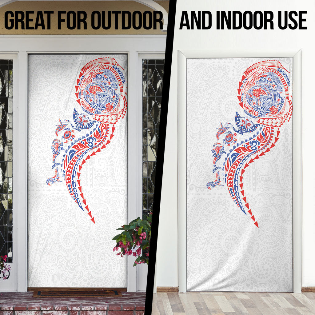Hawaiian Kakau Tribal Sea Animals Tattoos Door Cover Hawaii Flag Color Inspired