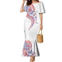 Hawaiian Kakau Tribal Sea Animals Tattoos Family Matching Mermaid Dress and Hawaiian Shirt Hawaii Flag Color Inspired LT03 Mom's Dress Multicolor - Polynesian Pride