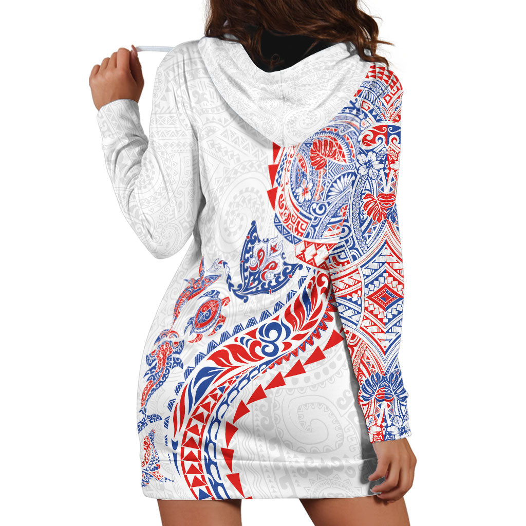 Hawaiian Kakau Tribal Sea Animals Tattoos Hoodie Dress Hawaii Flag Color Inspired LT03 - Polynesian Pride