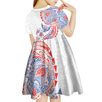 Hawaiian Kakau Tribal Sea Animals Tattoos Kid Short Sleeve Dress Hawaii Flag Color Inspired