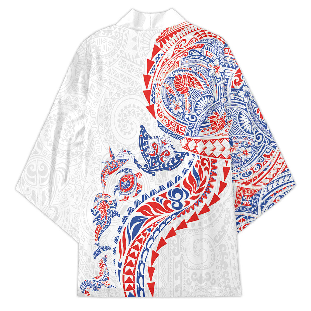 Hawaiian Kakau Tribal Sea Animals Tattoos Kimono Hawaii Flag Color Inspired LT03 - Polynesian Pride