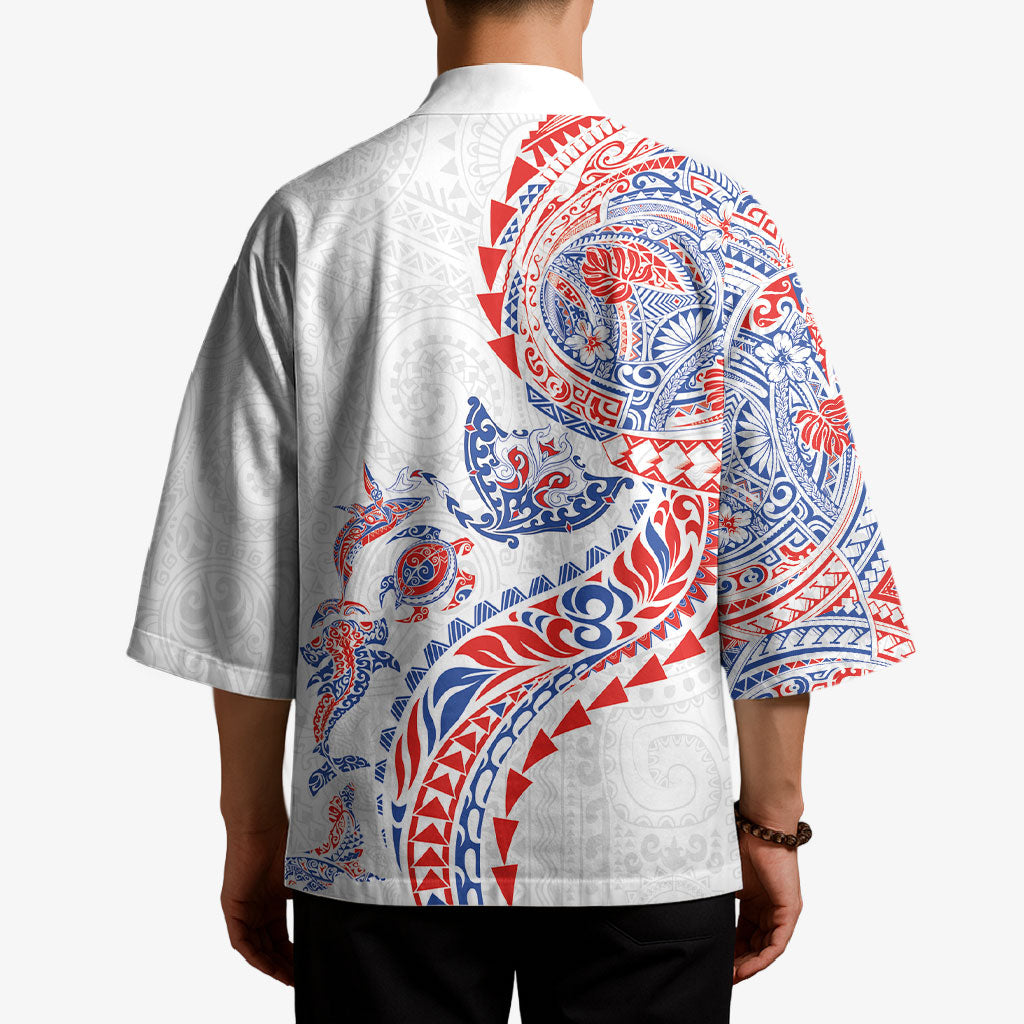 Hawaiian Kakau Tribal Sea Animals Tattoos Kimono Hawaii Flag Color Inspired LT03 - Polynesian Pride