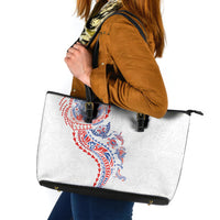 Hawaiian Kakau Tribal Sea Animals Tattoos Leather Tote Bag Hawaii Flag Color Inspired LT03 Multicolor - Polynesian Pride