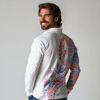 Hawaiian Kakau Tribal Sea Animals Tattoos Long Sleeve Polo Shirt Hawaii Flag Color Inspired