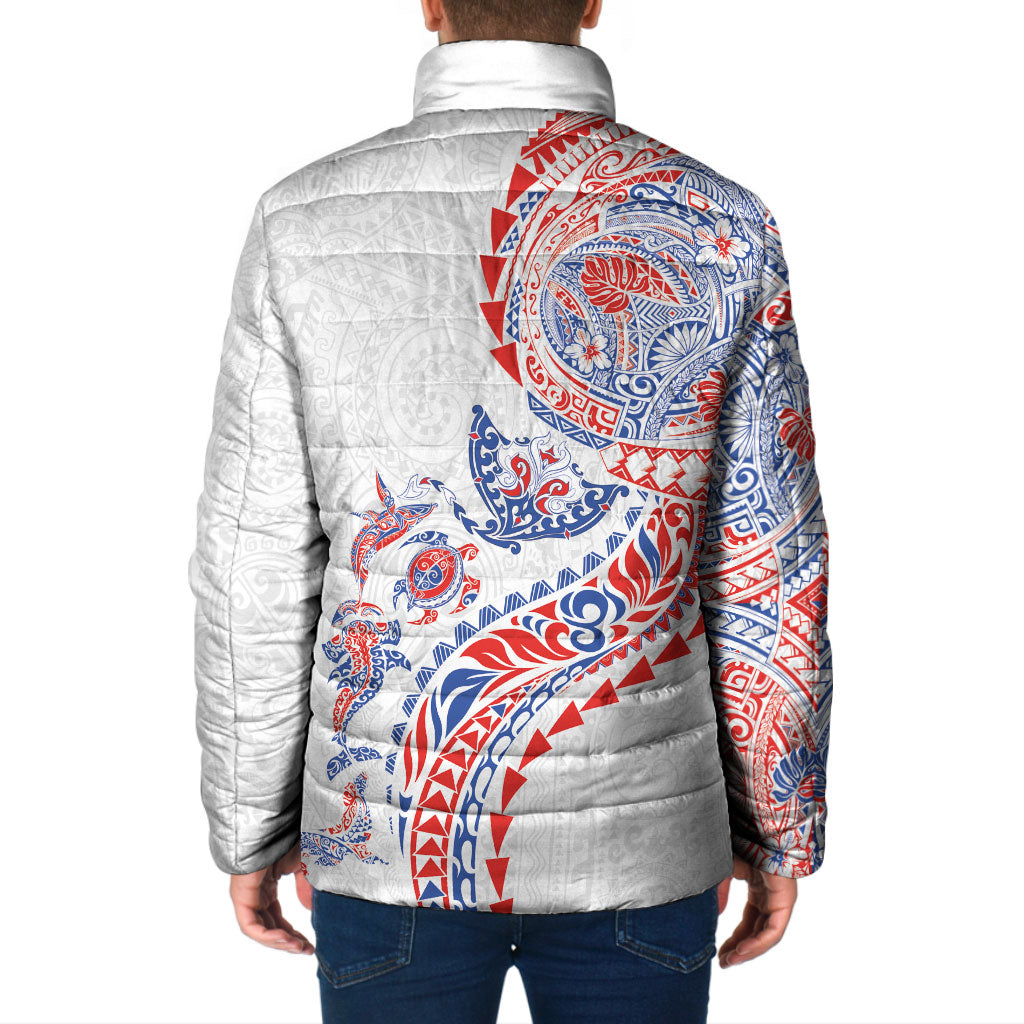 Hawaiian Kakau Tribal Sea Animals Tattoos Padded Jacket Hawaii Flag Color Inspired LT03 - Polynesian Pride