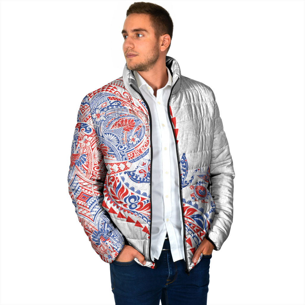 Hawaiian Kakau Tribal Sea Animals Tattoos Padded Jacket Hawaii Flag Color Inspired LT03 - Polynesian Pride