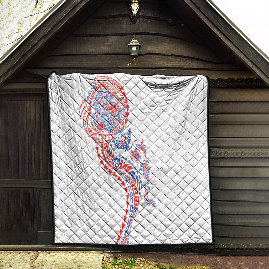 Hawaiian Kakau Tribal Sea Animals Tattoos Quilt Hawaii Flag Color Inspired LT03 - Polynesian Pride