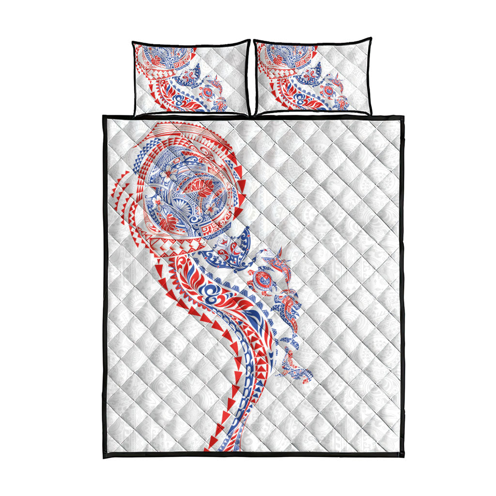 Hawaiian Kakau Tribal Sea Animals Tattoos Quilt Bed Set Hawaii Flag Color Inspired LT03 - Polynesian Pride
