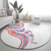 Hawaiian Kakau Tribal Sea Animals Tattoos Round Carpet Hawaii Flag Color Inspired LT03 - Polynesian Pride