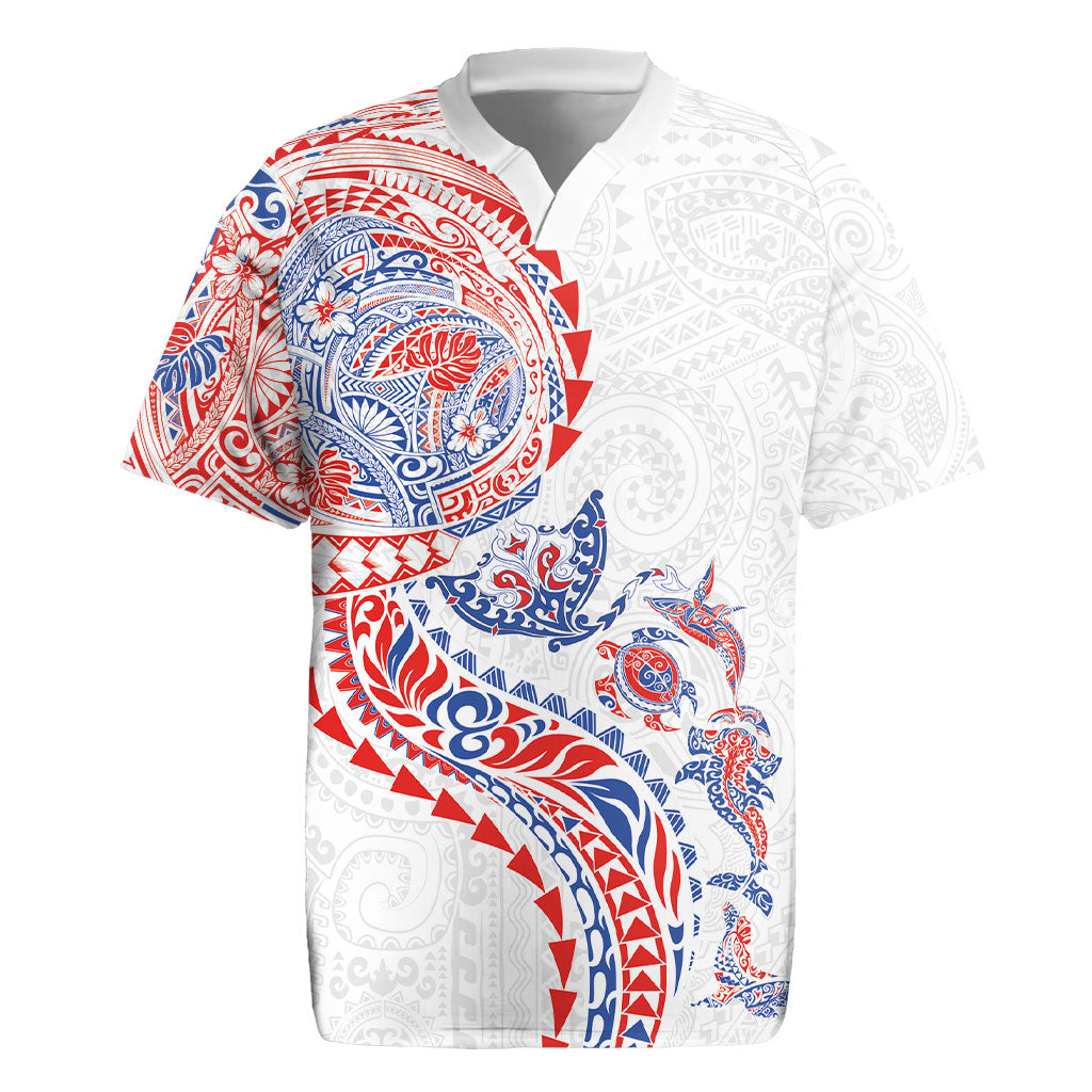 Hawaiian Kakau Tribal Sea Animals Tattoos Rugby Jersey Hawaii Flag Color Inspired LT03 Multicolor - Polynesian Pride