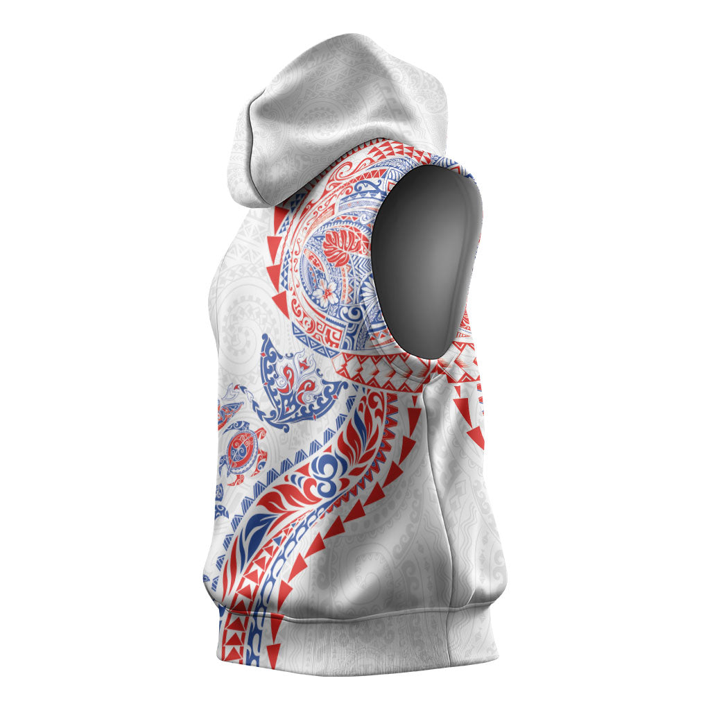 Hawaiian Kakau Tribal Sea Animals Tattoos Sleeveless Hoodie Hawaii Flag Color Inspired
