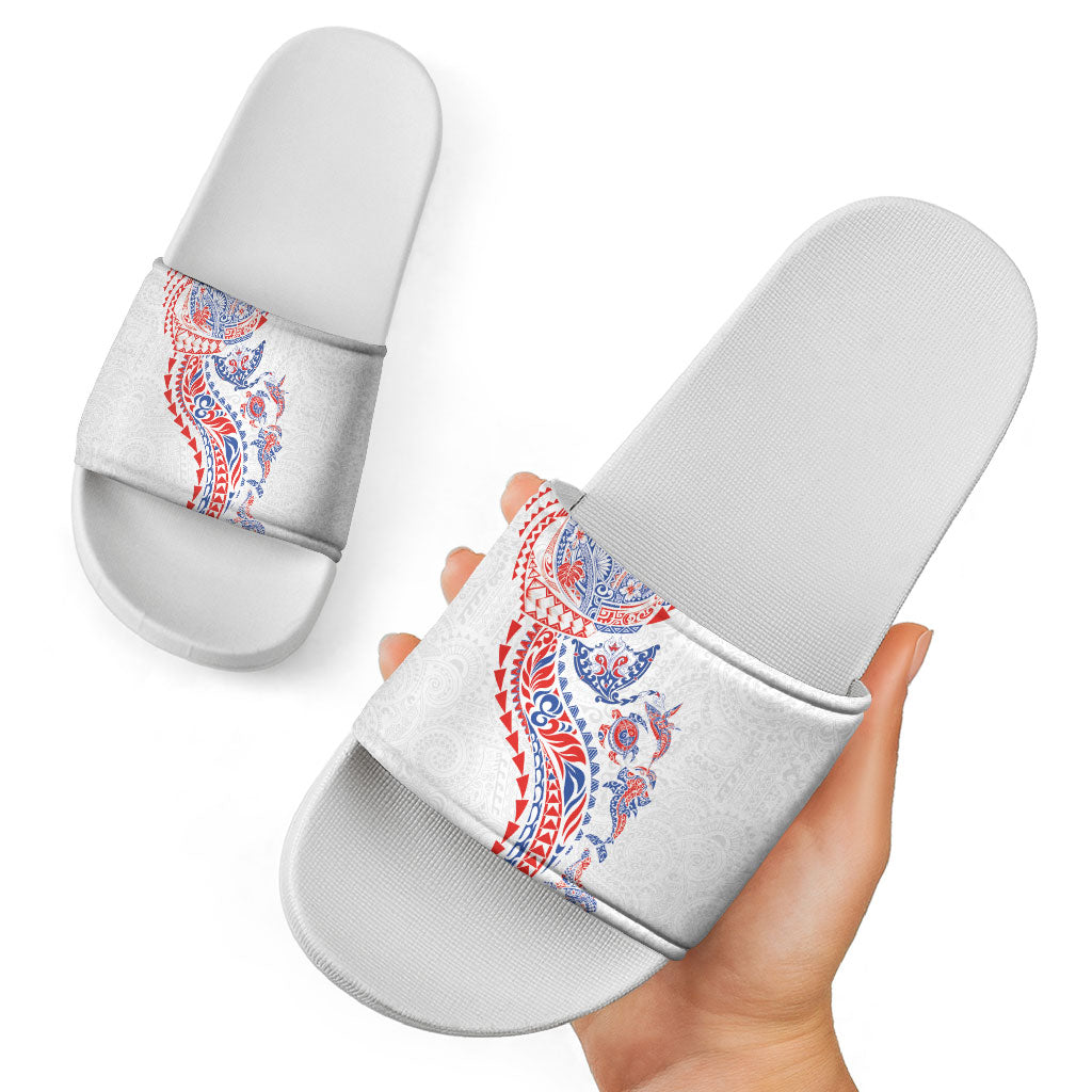 Hawaiian Kakau Tribal Sea Animals Tattoos Slide Sandals Hawaii Flag Color Inspired LT03 - Polynesian Pride
