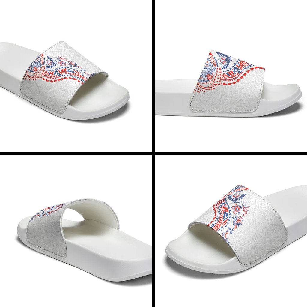 Hawaiian Kakau Tribal Sea Animals Tattoos Slide Sandals Hawaii Flag Color Inspired LT03 - Polynesian Pride