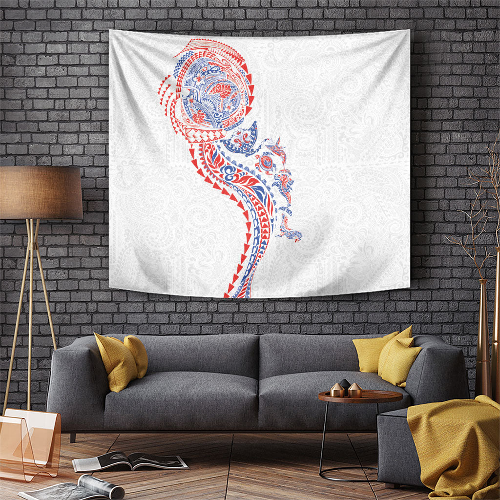 Hawaiian Kakau Tribal Sea Animals Tattoos Tapestry Hawaii Flag Color Inspired