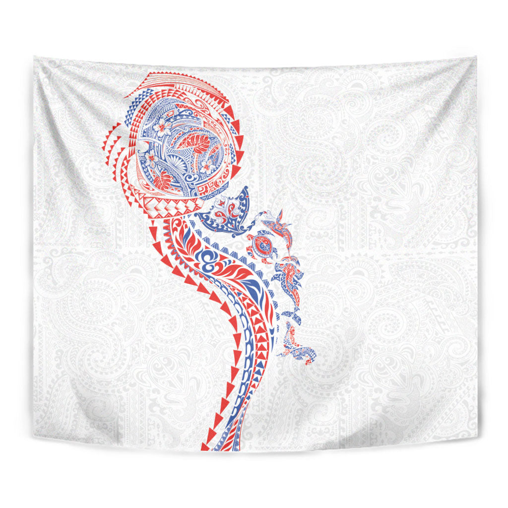 Hawaiian Kakau Tribal Sea Animals Tattoos Tapestry Hawaii Flag Color Inspired LT03 - Polynesian Pride