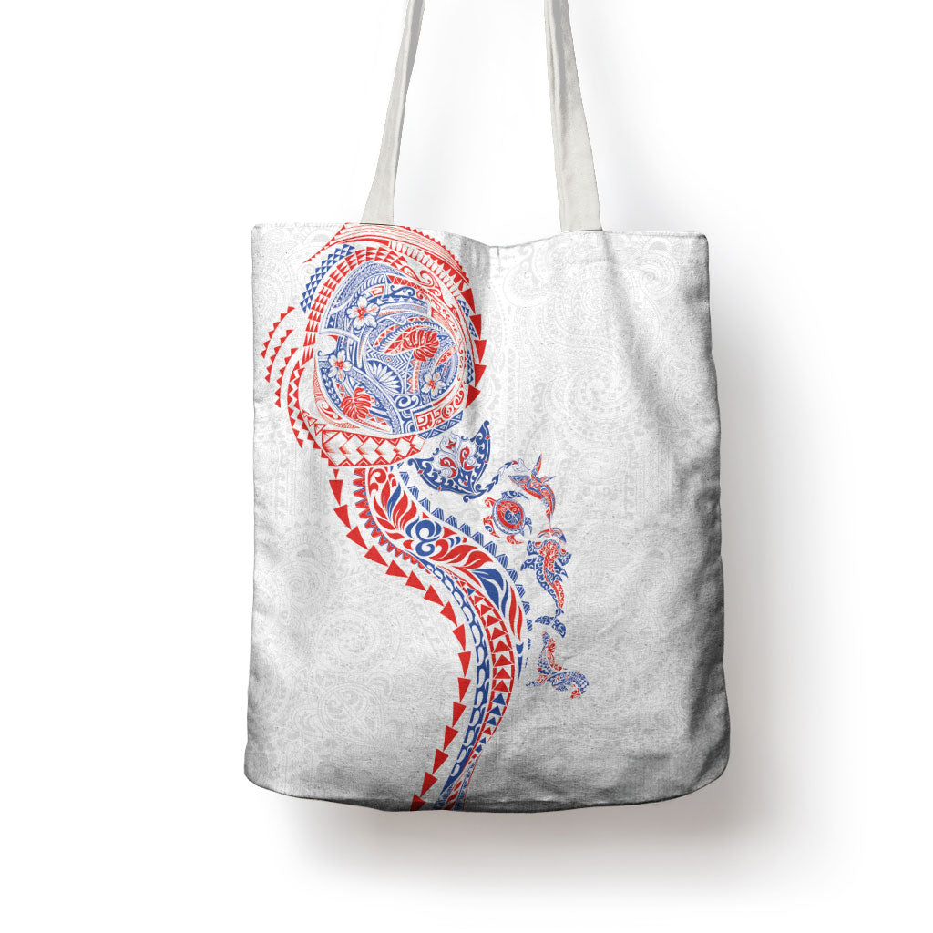 Hawaiian Kakau Tribal Sea Animals Tattoos Tote Bag Hawaii Flag Color Inspired LT03 - Polynesian Pride