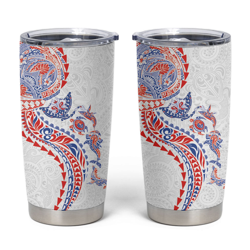Hawaiian Kakau Tribal Sea Animals Tattoos Tumbler Cup Hawaii Flag Color Inspired