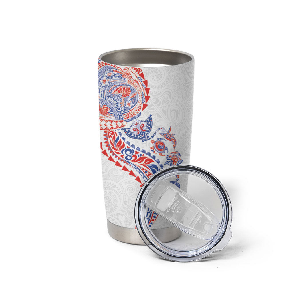 Hawaiian Kakau Tribal Sea Animals Tattoos Tumbler Cup Hawaii Flag Color Inspired