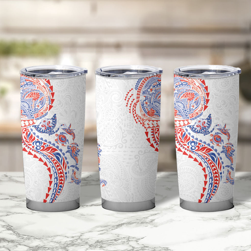 Hawaiian Kakau Tribal Sea Animals Tattoos Tumbler Cup Hawaii Flag Color Inspired