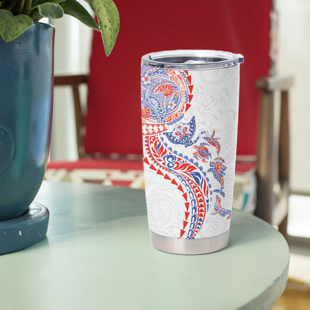 Hawaiian Kakau Tribal Sea Animals Tattoos Tumbler Cup Hawaii Flag Color Inspired