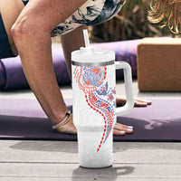 Hawaiian Kakau Tribal Sea Animals Tattoos Tumbler With Handle Hawaii Flag Color Inspired LT03 - Polynesian Pride