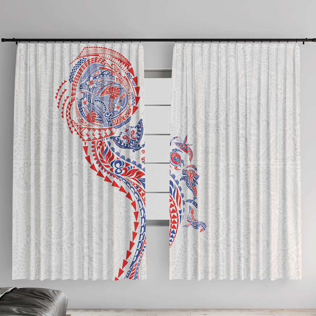 Hawaiian Kakau Tribal Sea Animals Tattoos Window Curtain Hawaii Flag Color Inspired
