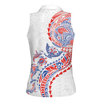 Hawaiian Kakau Tribal Sea Animals Tattoos Women Sleeveless Polo Shirt Hawaii Flag Color Inspired LT03 - Polynesian Pride