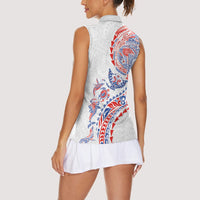Hawaiian Kakau Tribal Sea Animals Tattoos Women Sleeveless Polo Shirt Hawaii Flag Color Inspired LT03 - Polynesian Pride