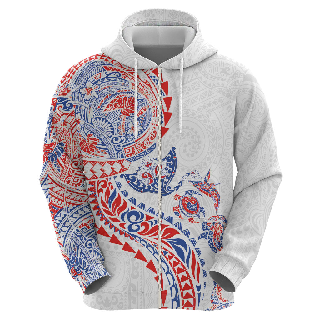 Hawaiian Kakau Tribal Sea Animals Tattoos Zip Hoodie Hawaii Flag Color Inspired