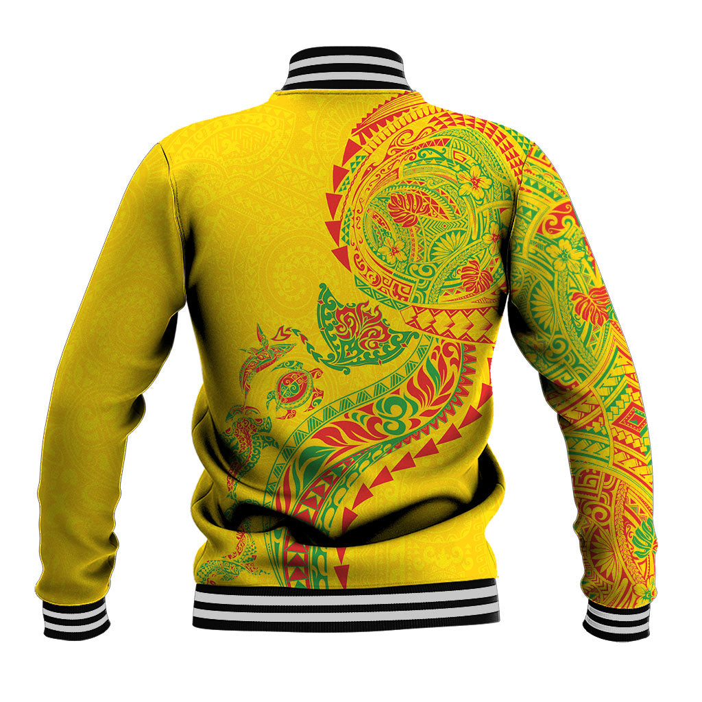 Hawaiian Kakau Tribal Sea Animals Tattoos Baseball Jacket Kanaka Maoli Flag Color Inspired LT03 - Polynesian Pride